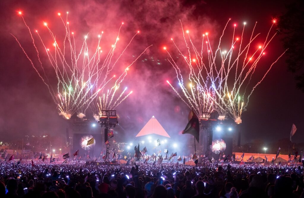 Glastonbury2024 Glastonbury Festival with rockets fired from the stage