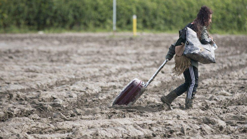Muddy at Glastonbury Festival Mud at Glastonbury festival
