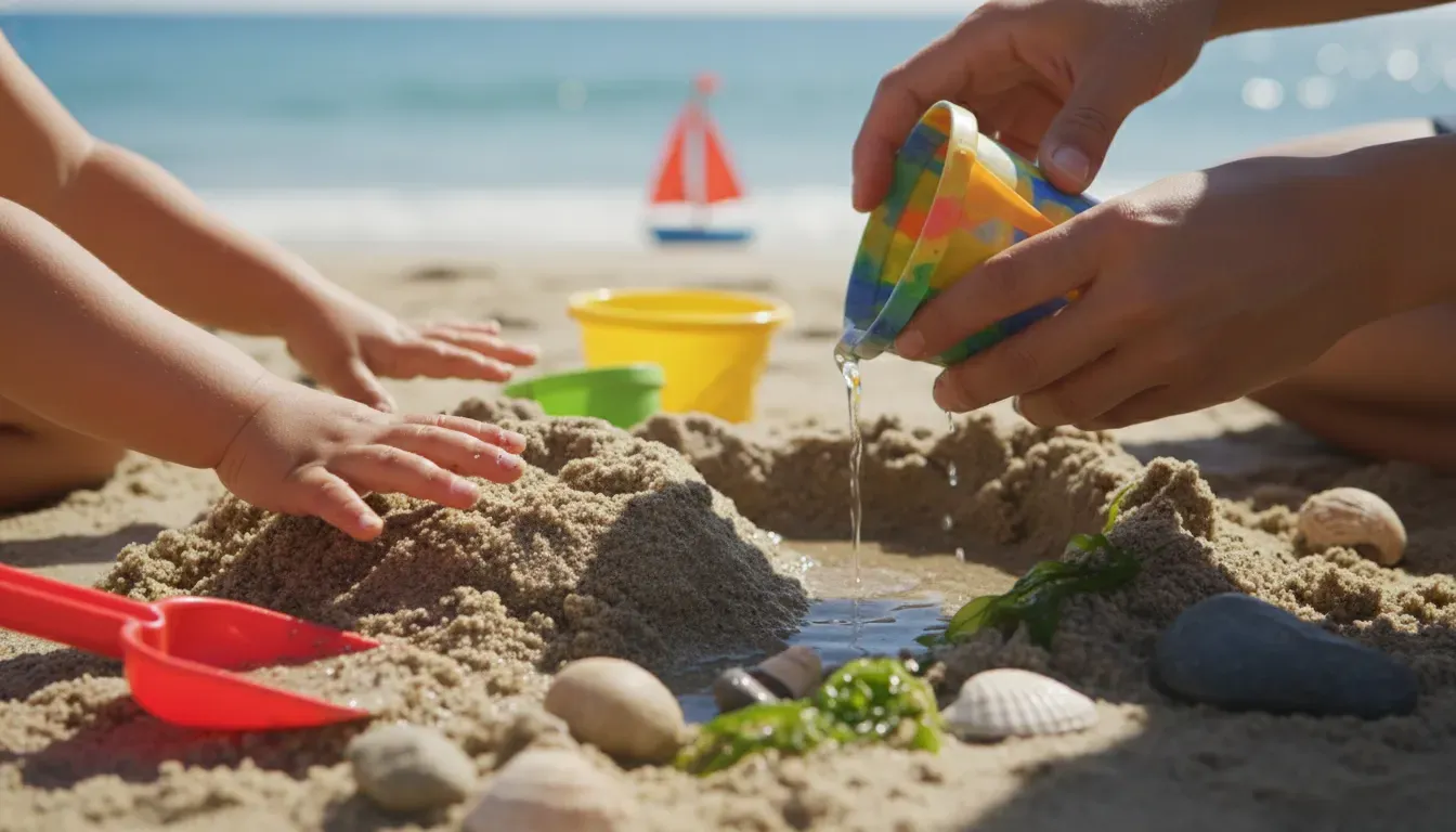 playing with sand and water