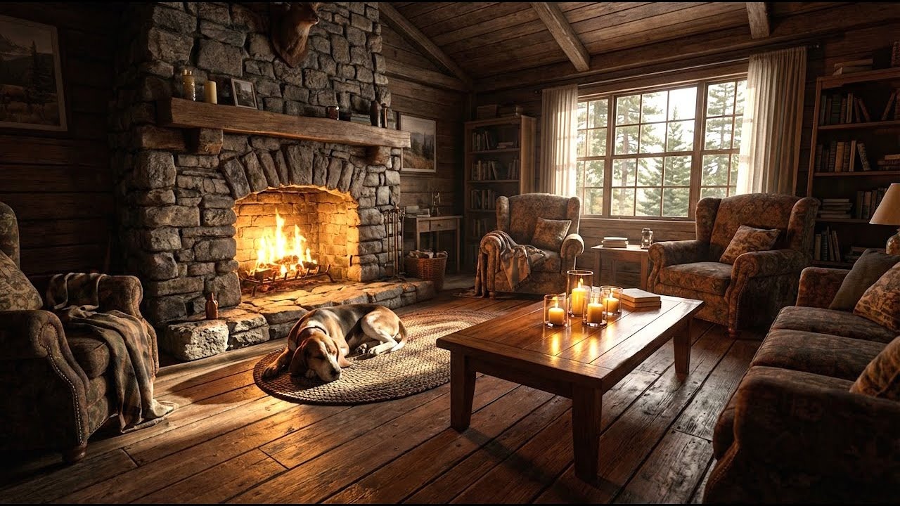 Cosy dog friendly cottage interior with log fire Cornwall