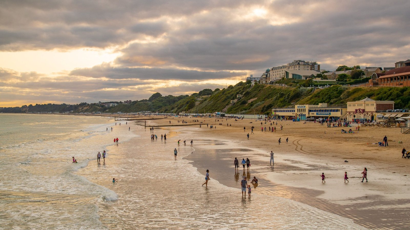 Bournemouth Beach golden sand chines cliffs