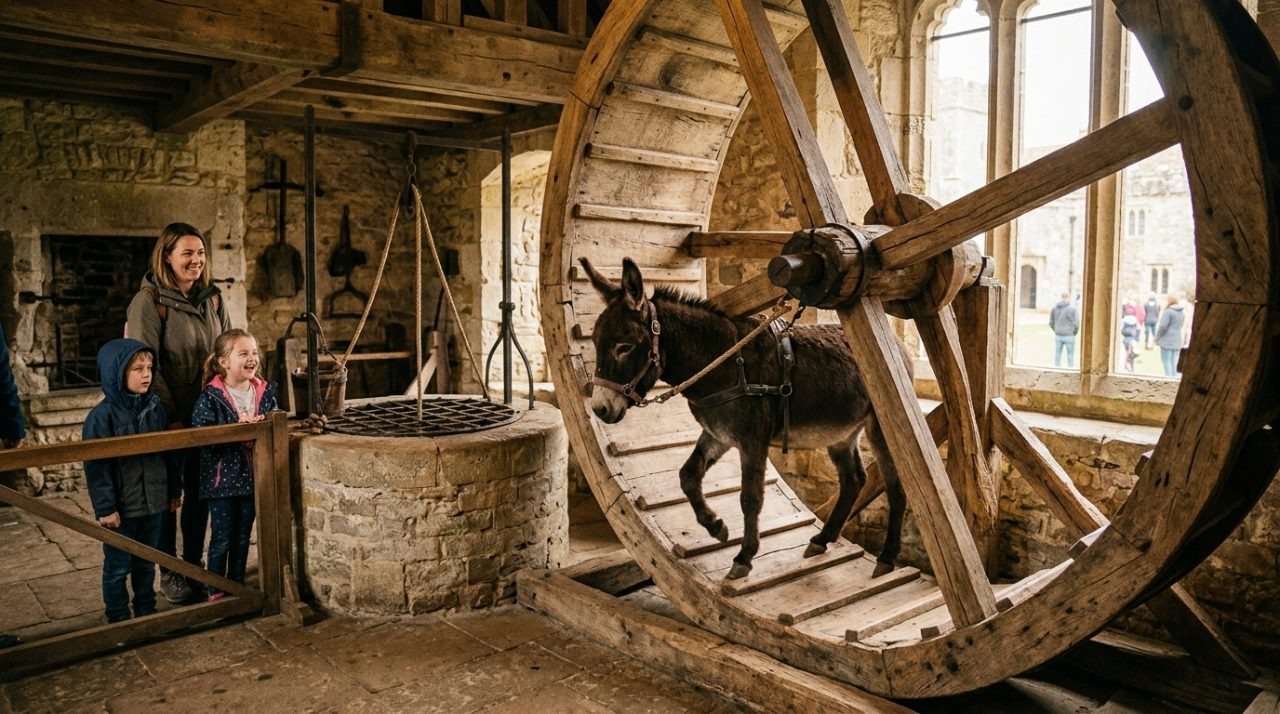 Donkey treadwheel well demonstration