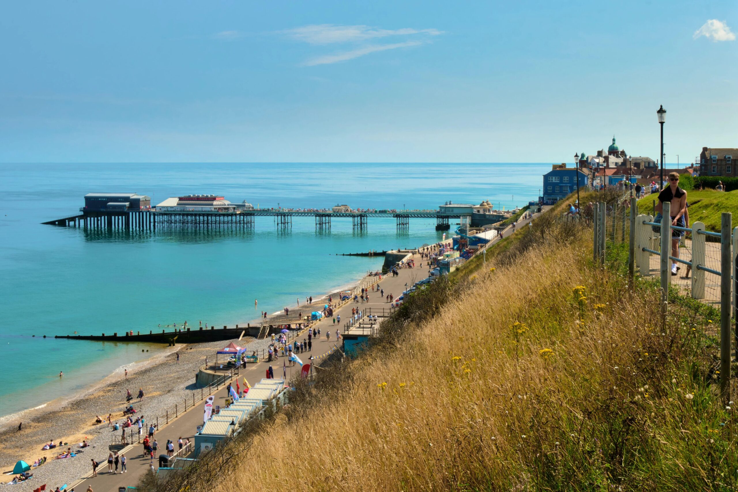 Cromer beach sandy shore cliffs traditional seaside resort
