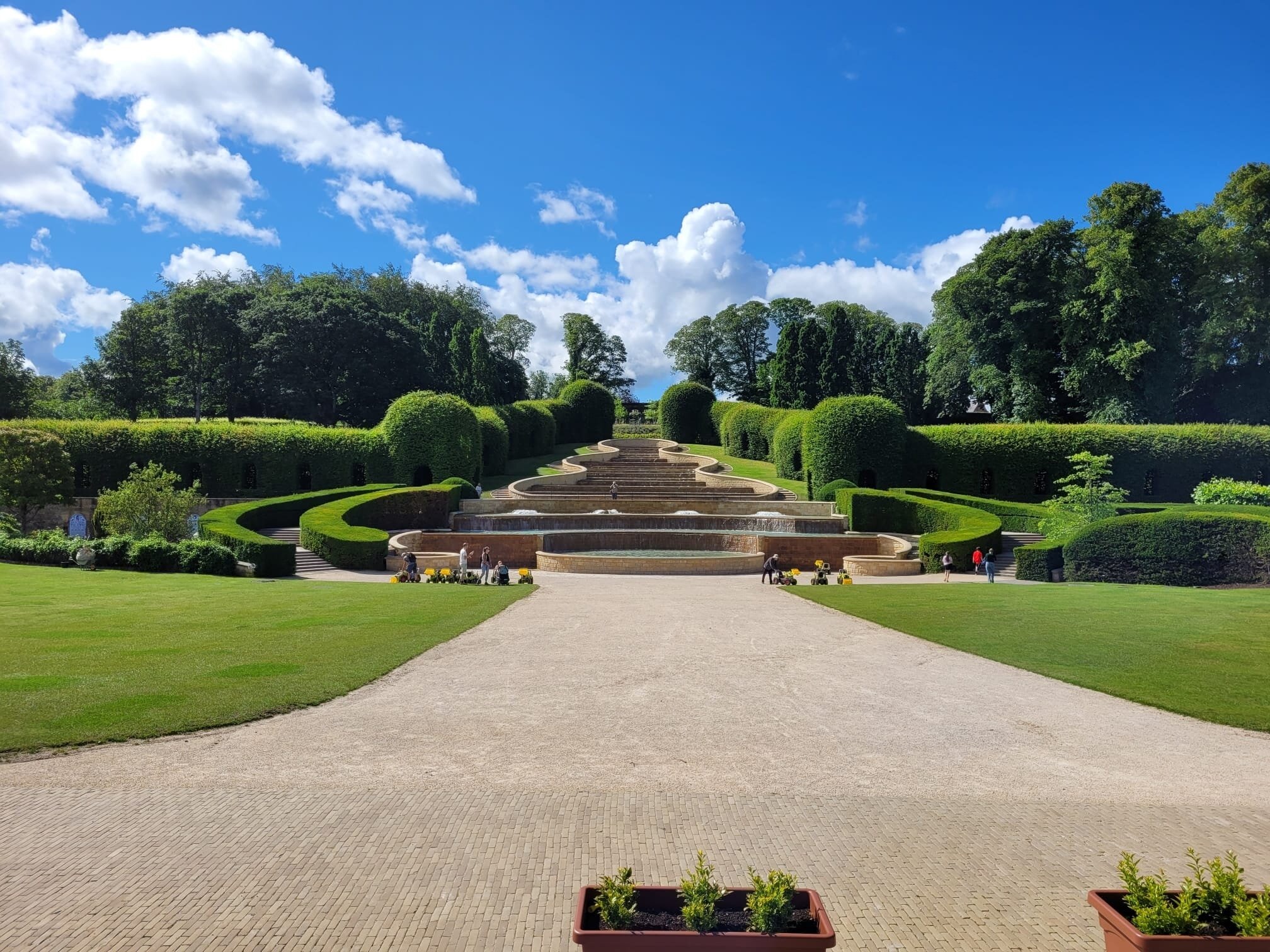The Grand Cascade fountains at The Alnwick Garden in Northumberland