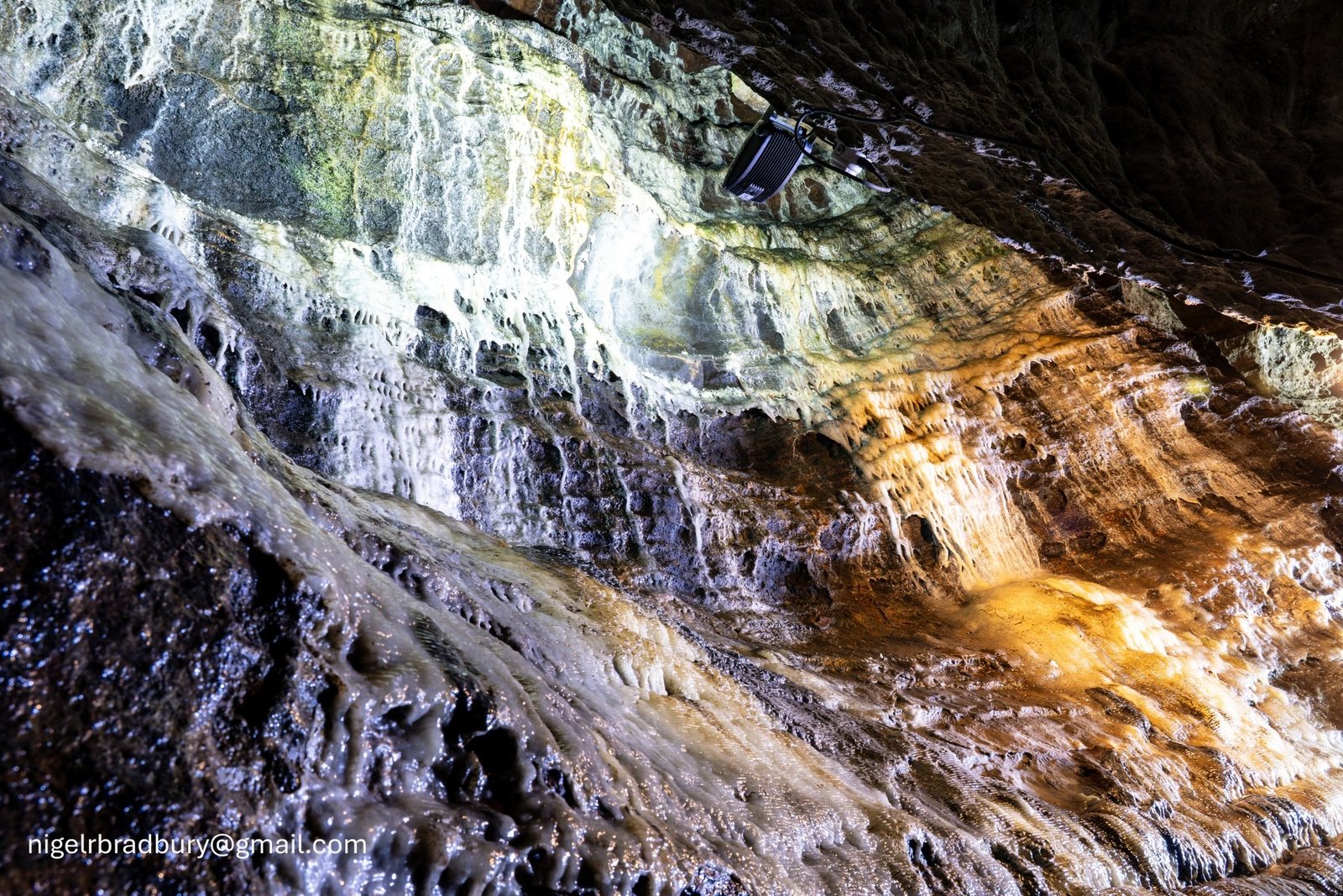 Cavern formation flowstone crystalline deposits mineral-rich water