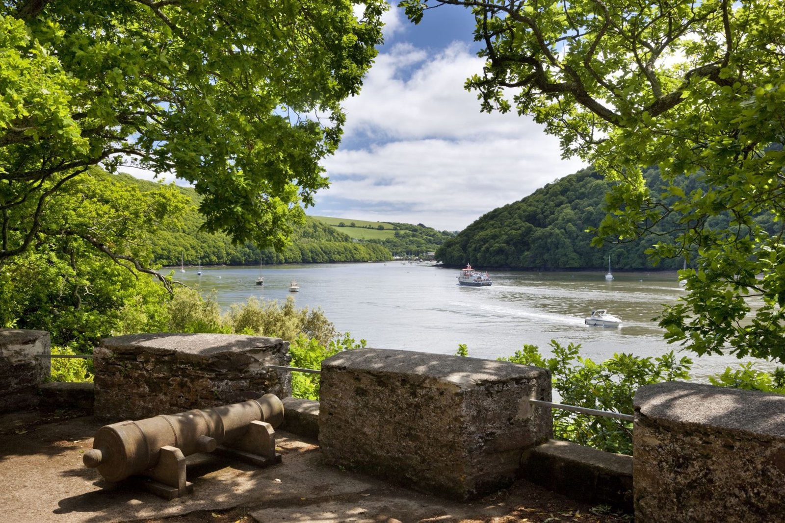 Greenway gardens tiered terraces toward River Dart