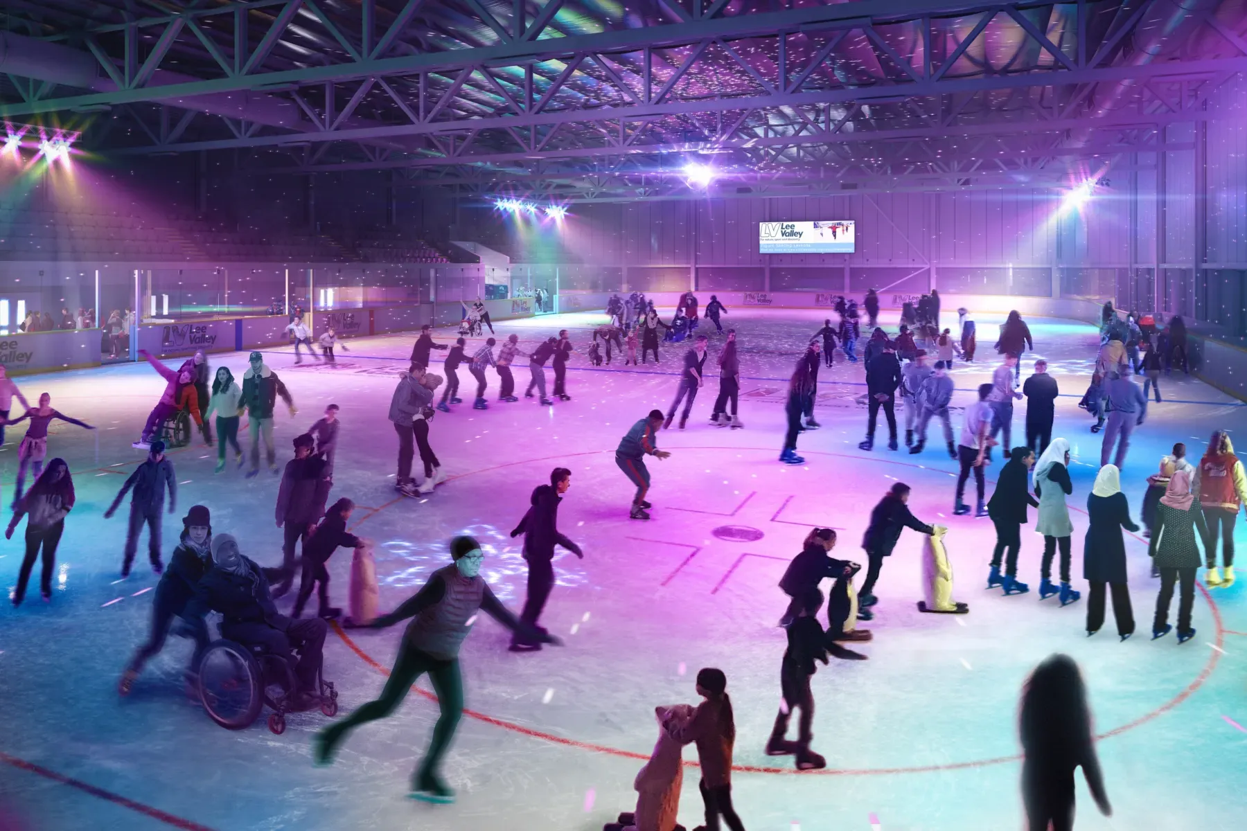 One of the two Olympic-sized ice rinks at Lee Valley Ice Centre in East London