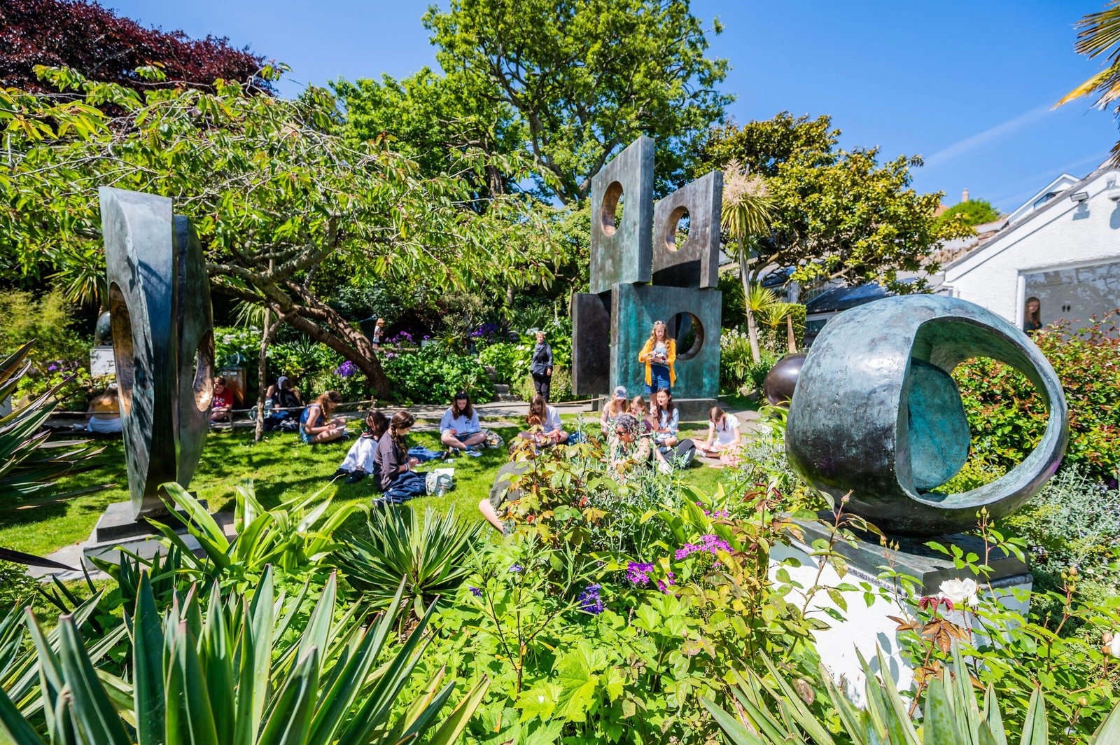 Hepworth Museum sculpture garden with bronze works