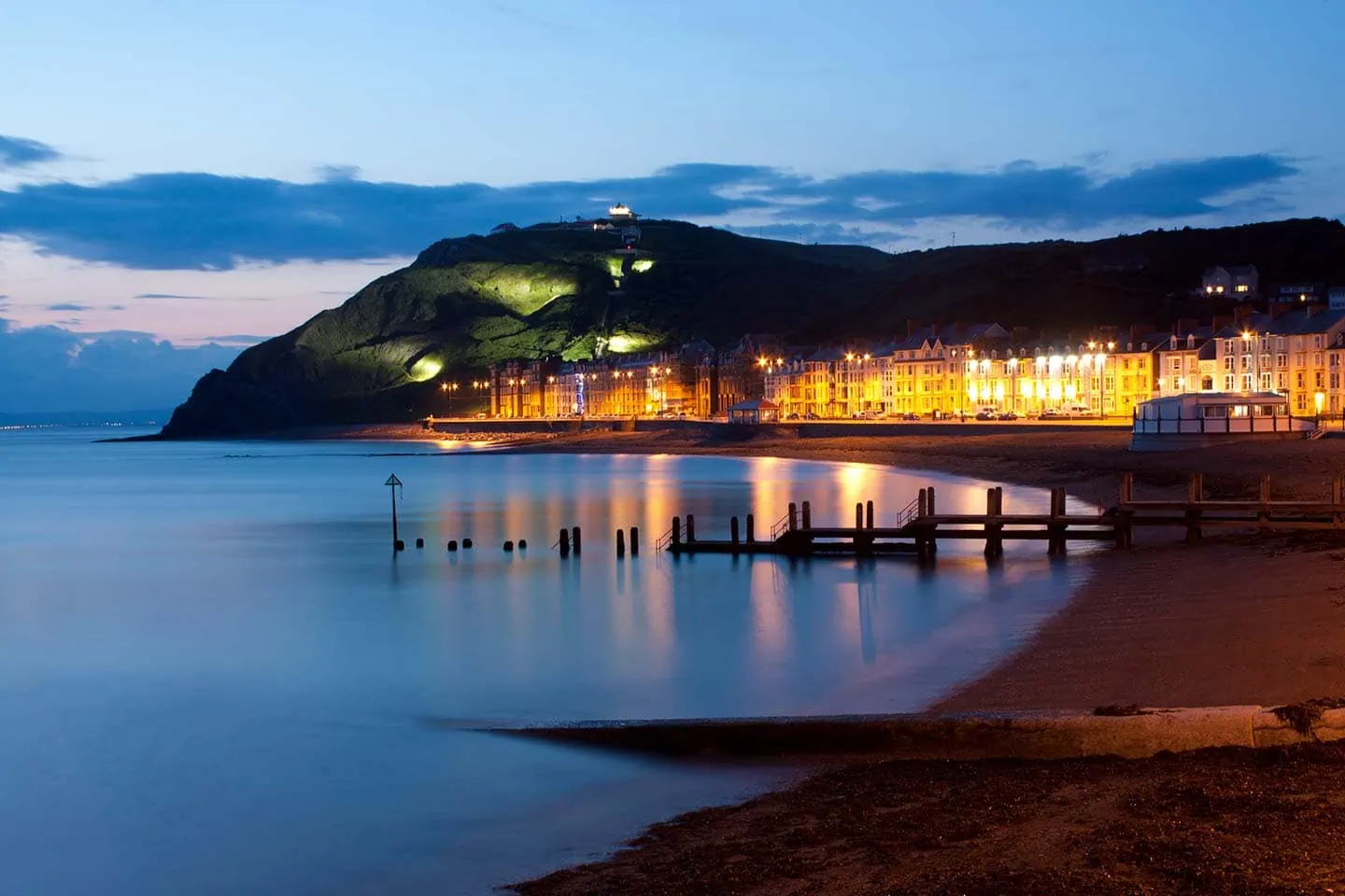 Sunset over Cardigan Bay from Aberystwyth promenade