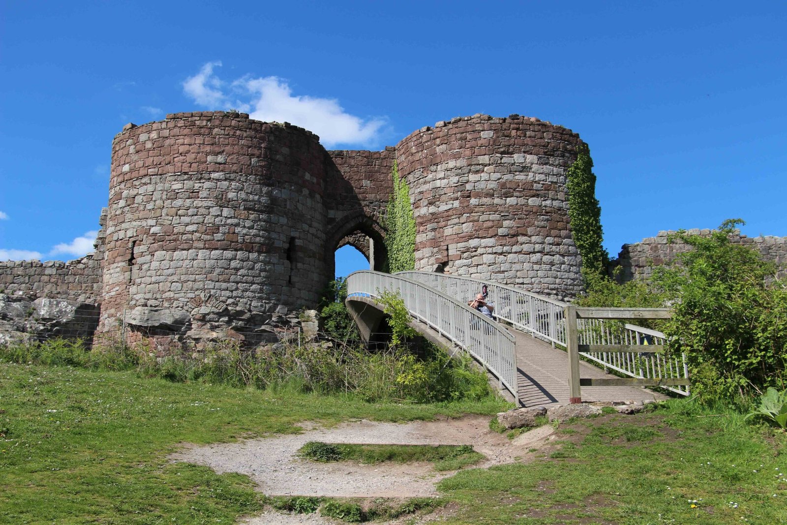 Medieval castle ruins stone towers gatehouse reconstruction exhibition