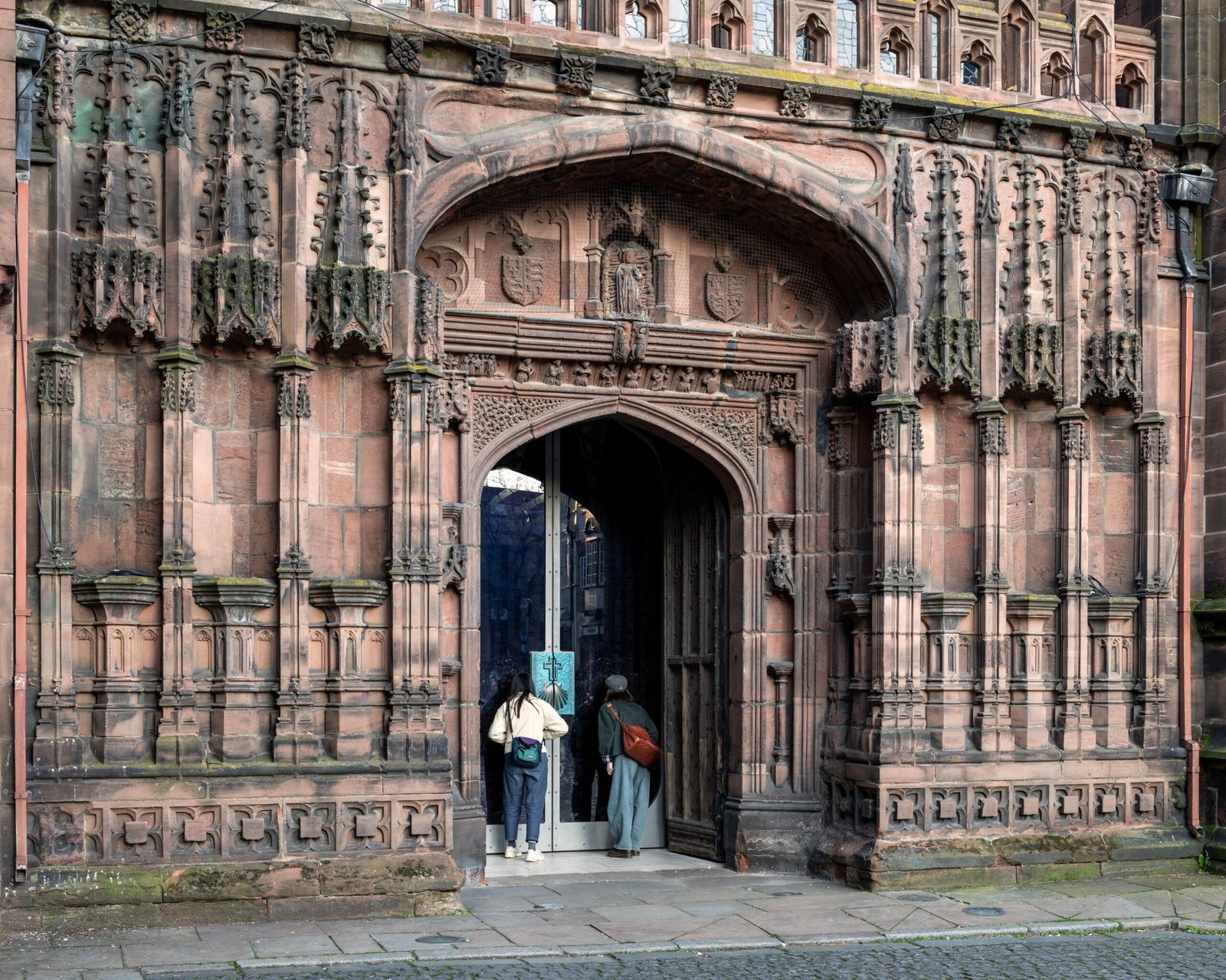 Cathedral exterior medieval stonework architectural detail Chester heritage
