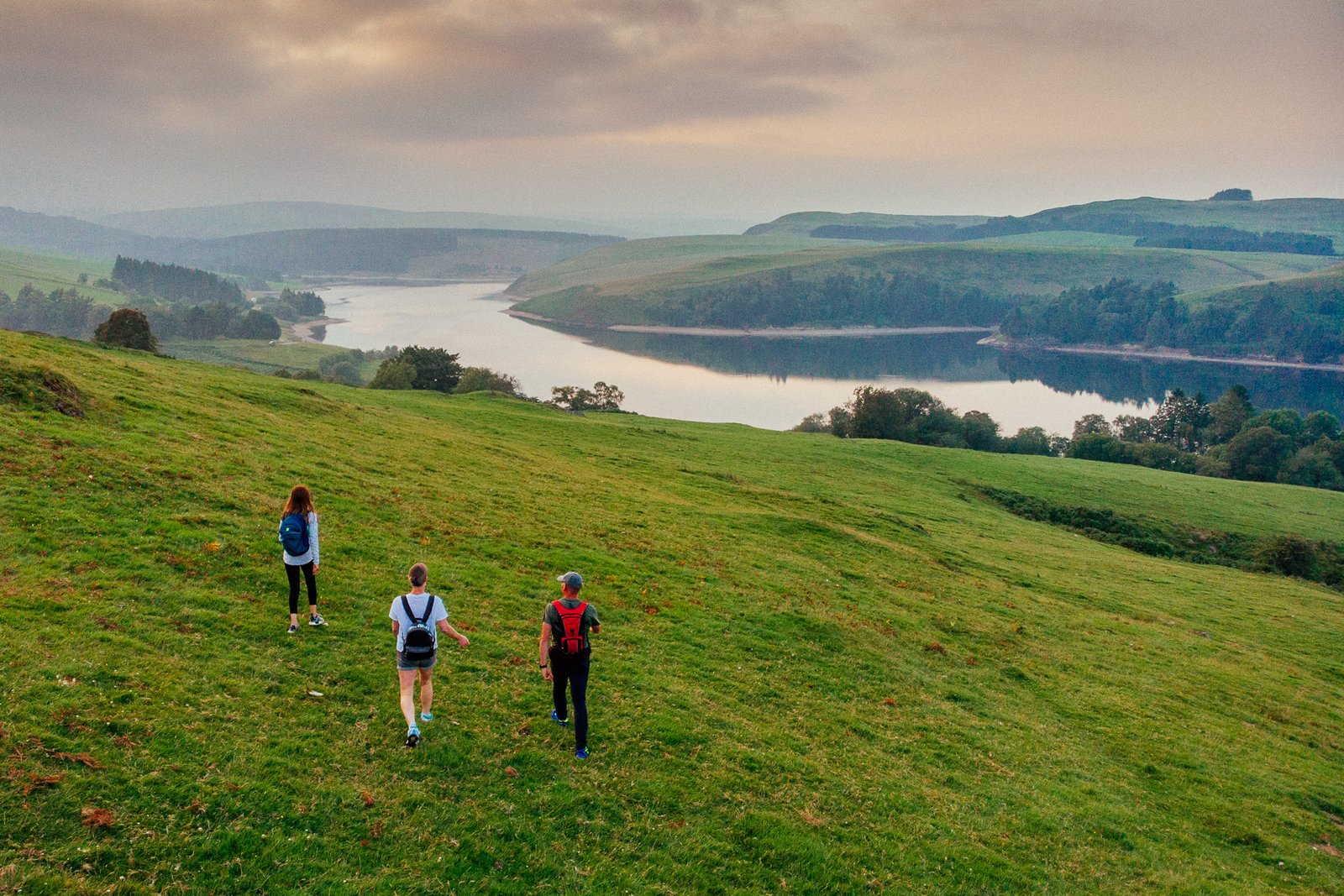 Walking above Clywedog Reservoir on the Dragon's Back ridge