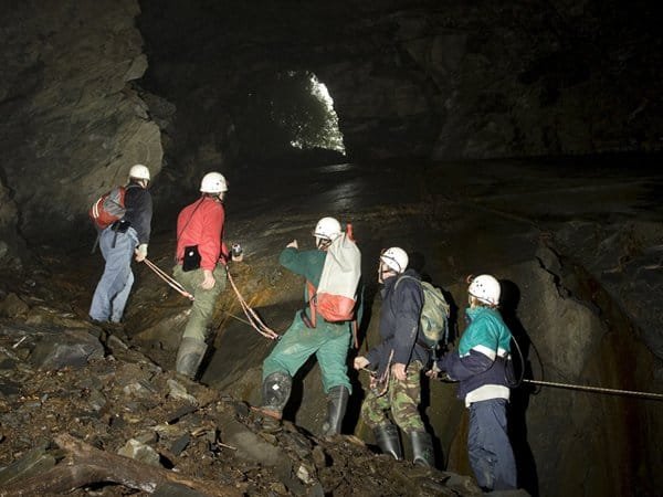 Underground slate mine chamber at Corris Mine Explorers