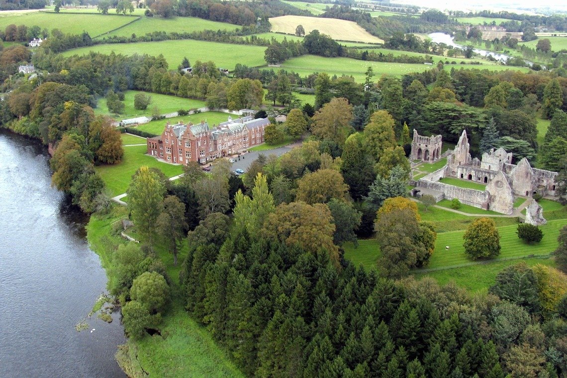 Grounds at Dryburgh Abbey beside the River Tweed