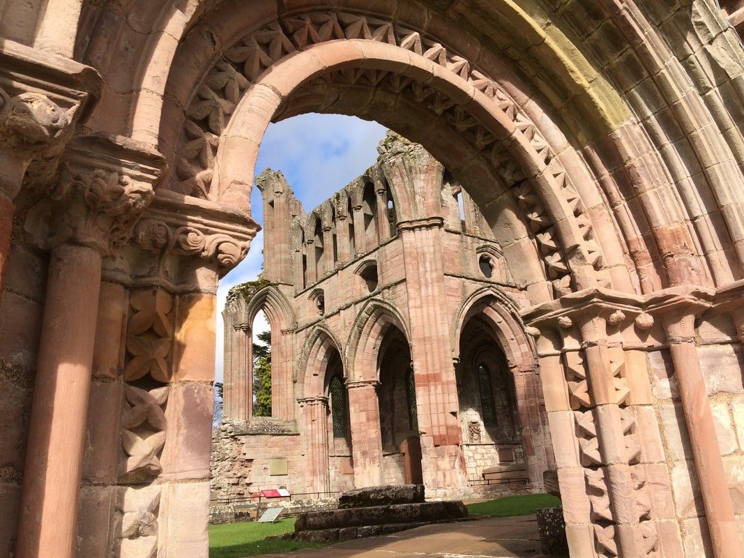 Historic stonework at Dryburgh Abbey