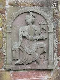 Carved stone panels in Edzell Castle garden