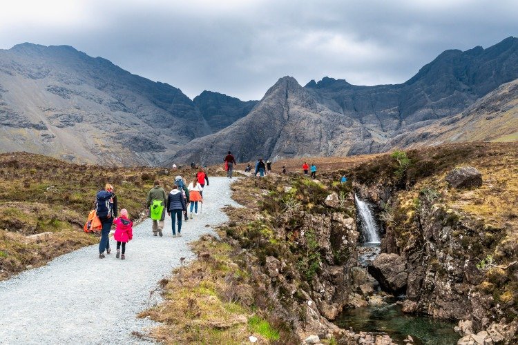 Walking path to the Fairy Pools on Skye