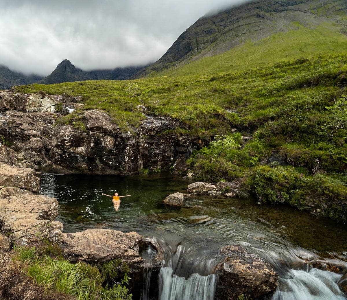 Upper Fairy Pools and waterfalls on the Isle of Skye