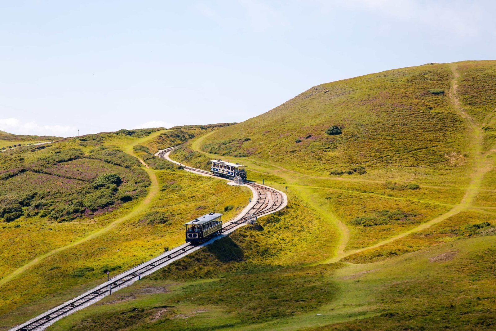 Great Orme Tramway crossing the open hillside above Llandudno