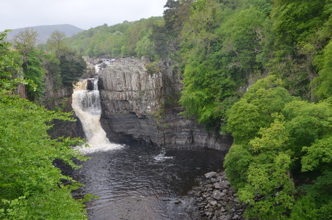 Waterfall stream woodland cascade North Pennines landscape