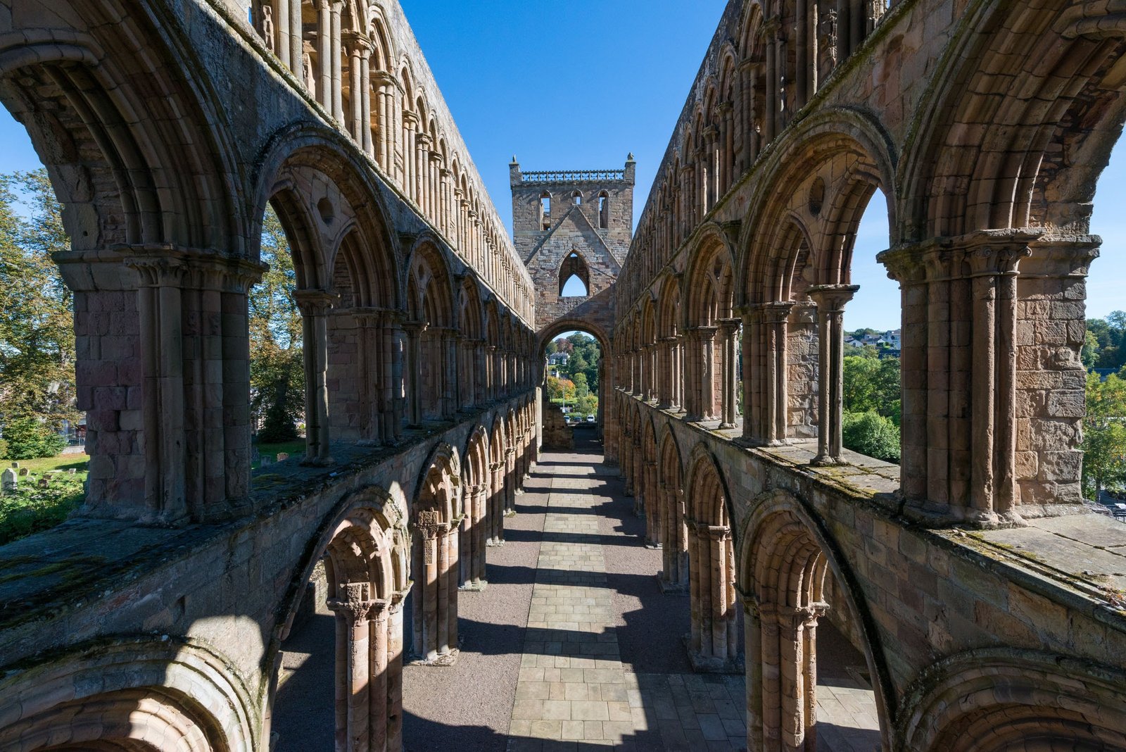 Cloister and museum at Melrose Abbey