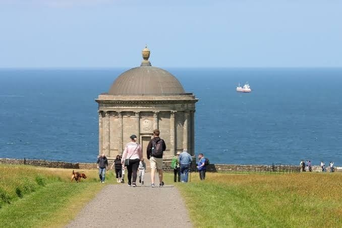 Visitors exploring Mussenden Temple and Downhill Demesne