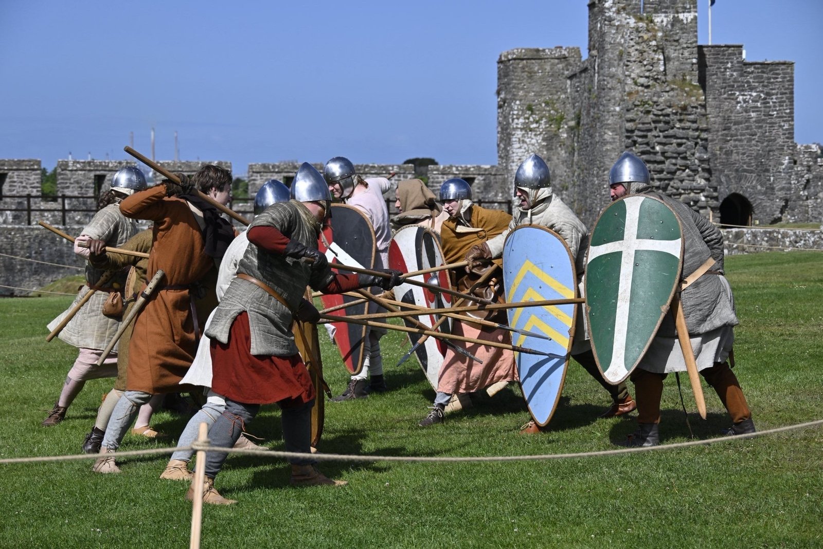Families exploring Pembroke Castle