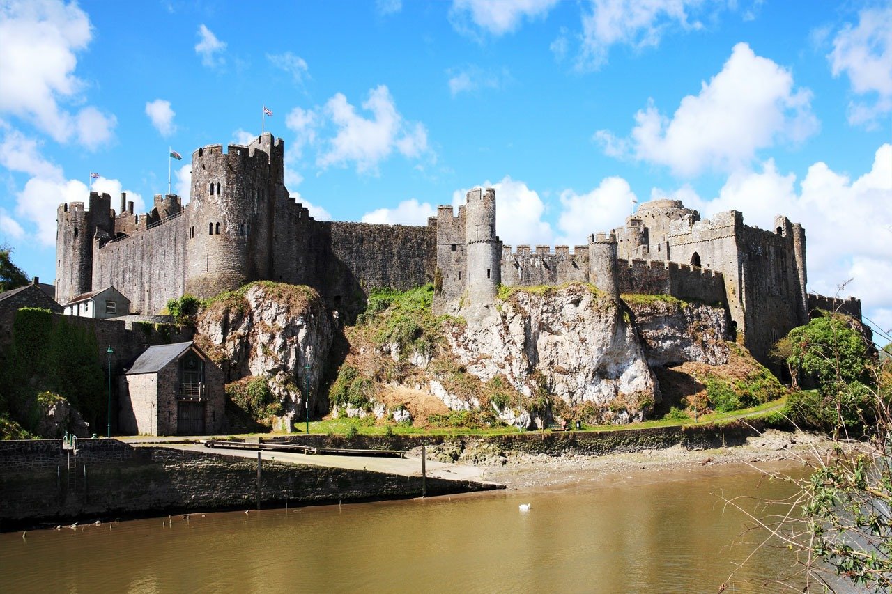 Historic stonework inside Pembroke Castle