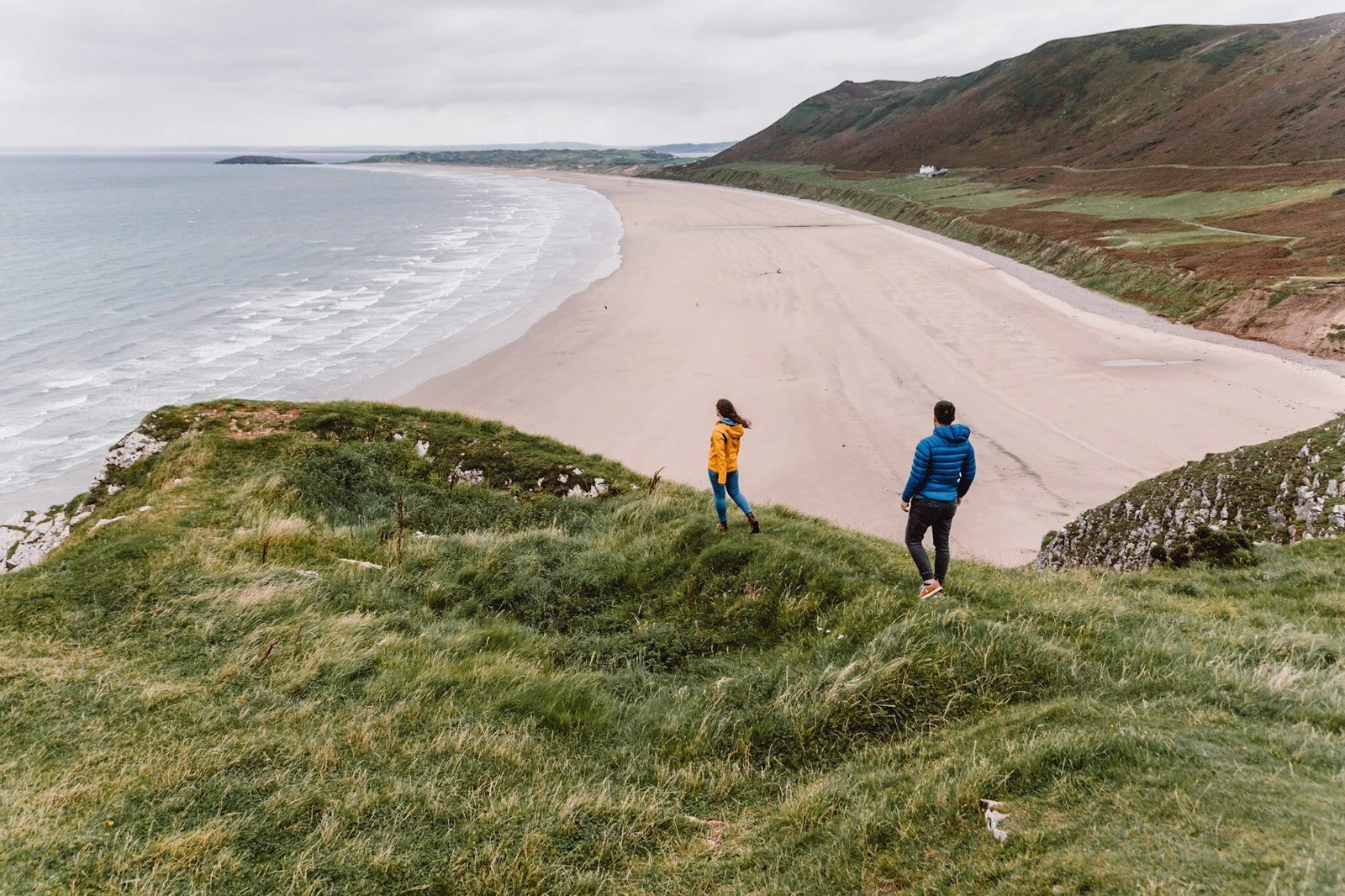 Panoramic view across Rhossili Bay on the Gower Peninsula