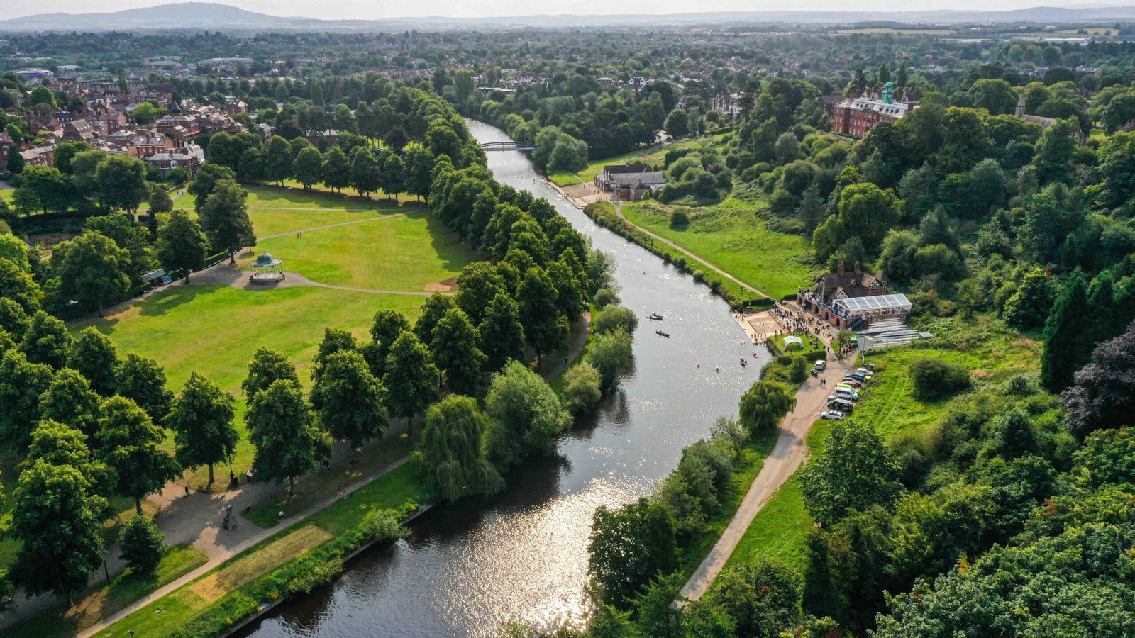 River Severn riverside walks Quarry Park green spaces