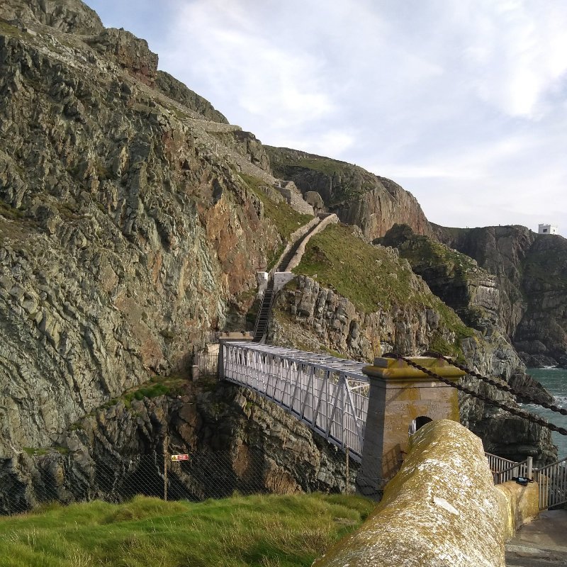 The steep cliff steps leading down towards South Stack Lighthouse