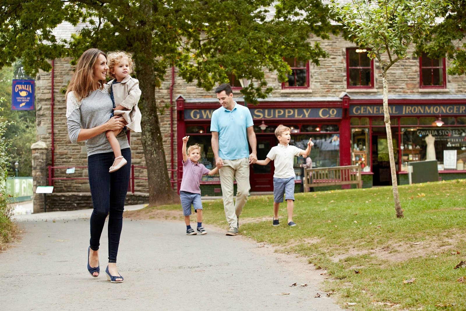 Families enjoying St Fagans National Museum of History