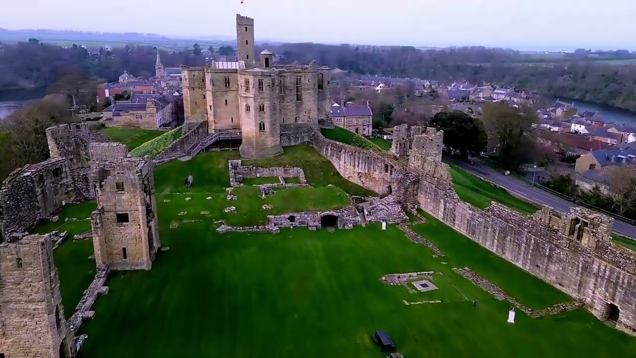 Warkworth Castle keep medieval fortress River Coquet Northumberland