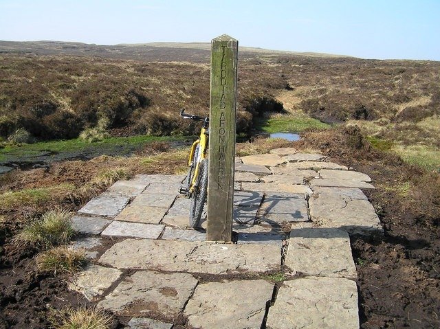 Marker at the source of the River Severn on Pumlumon