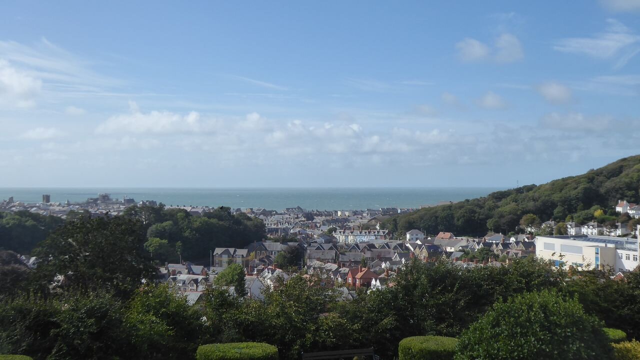 View across Aberystwyth and Cardigan Bay from the National Library of Wales