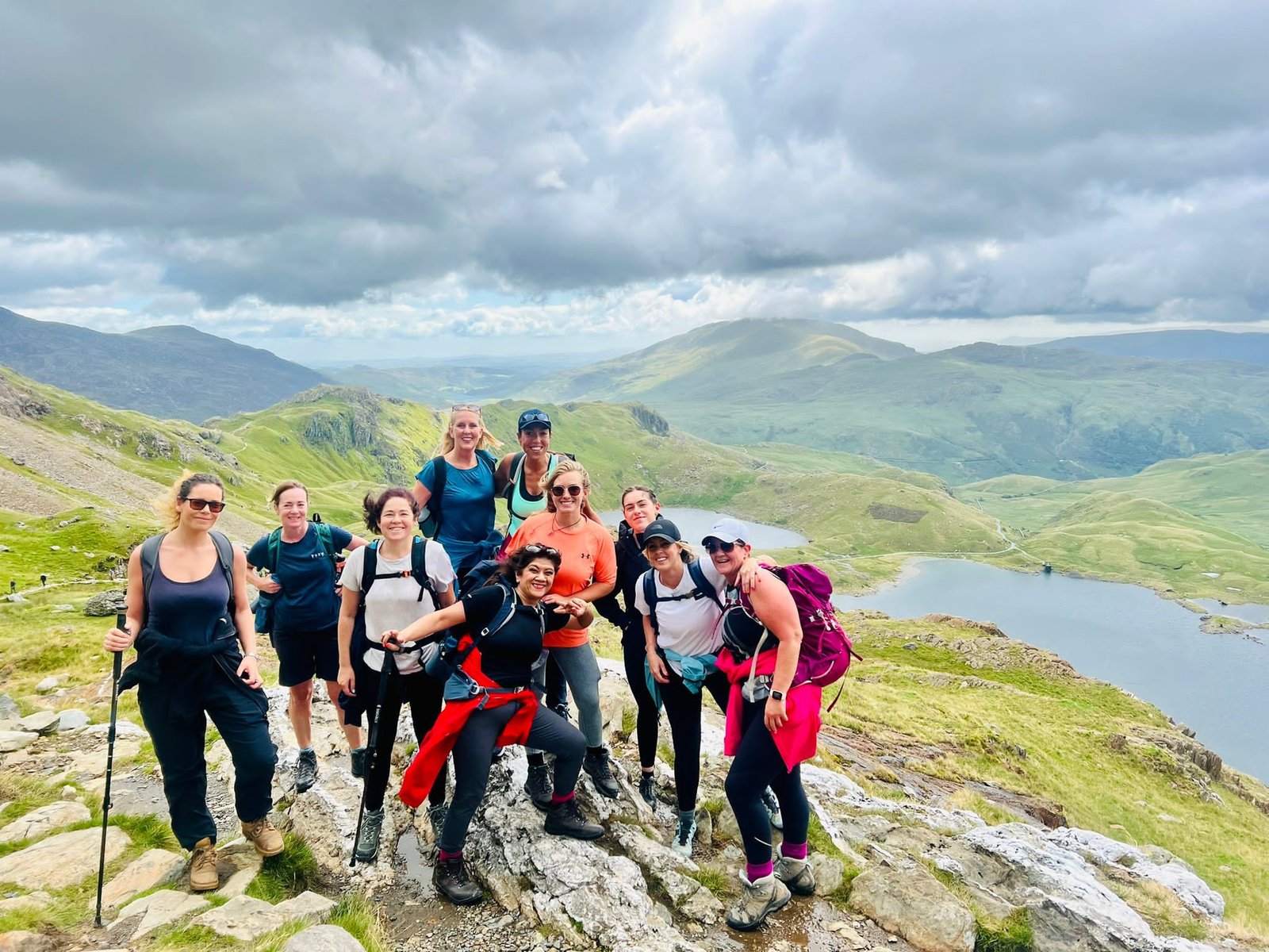 Walkers following a mountain path on Yr Wyddfa Snowdon