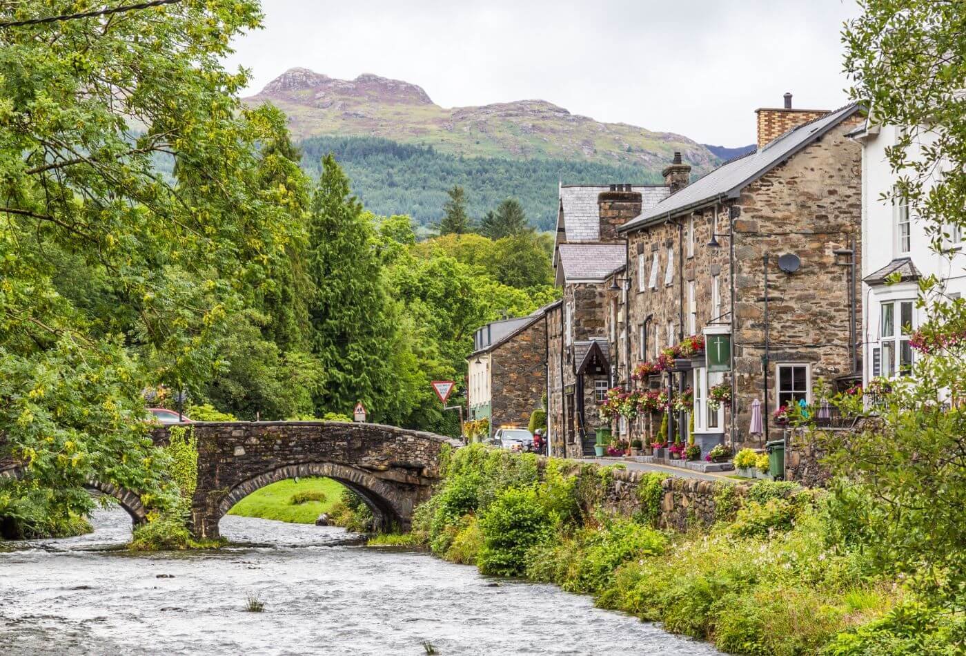 A picturesque village surrounded by mountains in Eryri Snowdonia