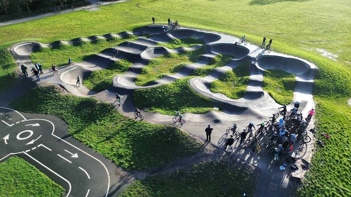 Young rider enjoying the Trehafren Hill pump track